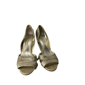 Caparros Womens Gold Glitter Peep-Toe Heels Size 8
